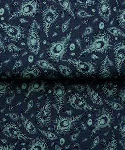 tecido penas pavão azul 100% algodão artesanato tecidos para costura criativa DIY e faça você mesmo