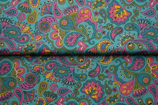 Tecido cornucópias coloridas fundo verde 100% algodão artesanato tecidos para costura criativa DIY e faça você mesmo